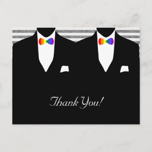 Mr en Mr. Suit en Bow Stropdas (Rainbow) Dank u Briefkaart