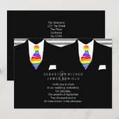 Mr. en Mr. Suit en Rainbow Stropdas Gay Wedding Kaart (Voorkant / Achterkant)