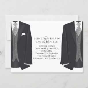Mr. en Mr. Suit en Stropdas Gay Wedding Aankondiging