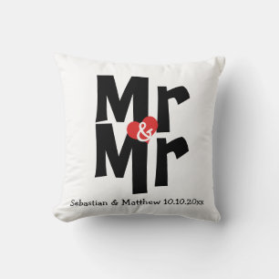 Mr en Mr Two Grooms Gepersonaliseerde bruiloft Kussen