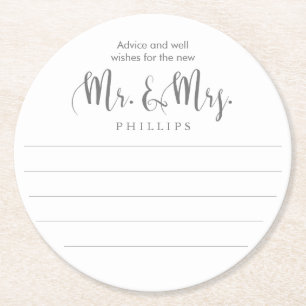 Mr en Mrs Advice Wedding Ronde Kartonnen Onderzetter