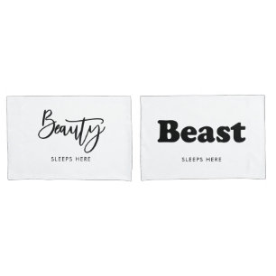 Mr. en Mrs Beauty and Beast Couple Kussenslopen