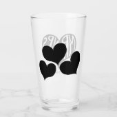 Mr en Mrs Black Heart Shape Wedding Glas (Achterkant)