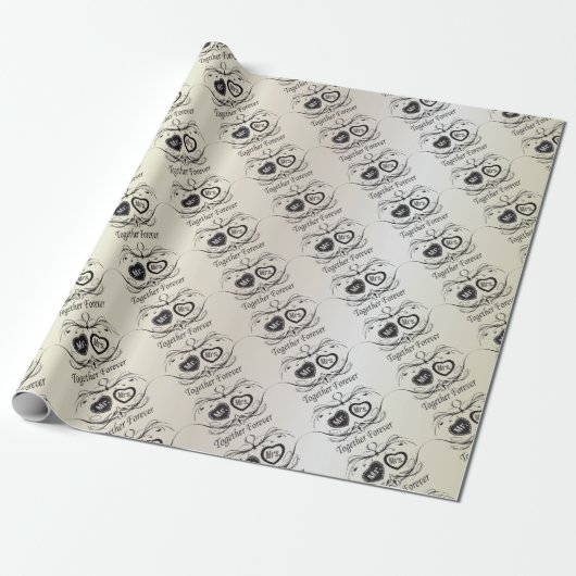 Mr. en Mrs Black Print op White | Weddenschap Cadeaupapier (Uitgerold)