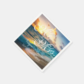 Mr. en Mrs Blue Beach Wedding Name Date Napkins Servet (Hoek)