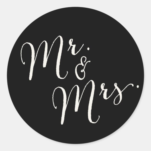 Mr en Mrs Calligraphy Script Wedding Stickers (Voorkant)