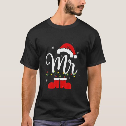 Mr. en Mrs Claus Couples die met Kerstmis Pajama o T-shirt (Voorkant)