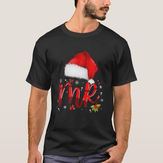 Mr. en Mrs Claus Kerstmis-Matching Couples Pajama T-shirt (Voorkant)