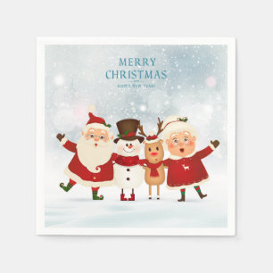 Mr en Mrs Claus Snowman en Rendier Servet