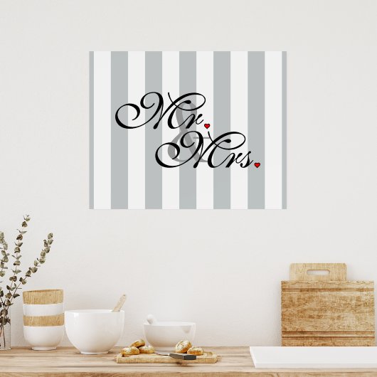 Mr. en Mrs. Click om Kleurstrepes aan te passen Poster (Keuken)