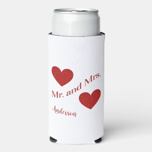 Mr en Mrs Custom Achternaam Double Hearts Datum (Seltzer Voorkant)