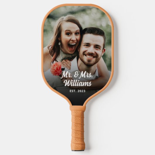 Mr en Mrs Custom Photo Personalized Pickleball Paddle (Voorkant)