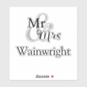 Mr en Mrs Custom Surname Cutout Sticker (Vel)
