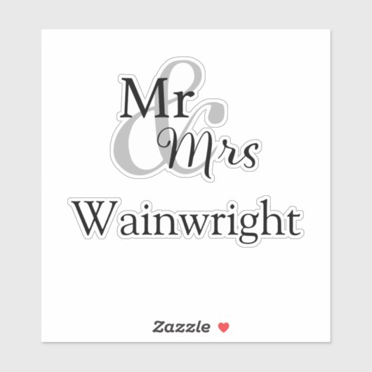 Mr en Mrs Custom Surname Cutout Sticker (Vel)