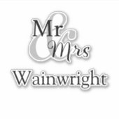 Mr en Mrs Custom Surname Cutout Sticker (Voorkant)