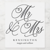 Mr en Mrs Custom Wedding Wine Labels Wijn Etiket (Enkel label)
