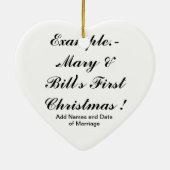 MR en MRS Eerste kerstversiering Keramisch Ornament (Achterkant)