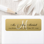 Mr en Mrs Elegant Gold Black Monogram Wedding Etiket (Insitu)