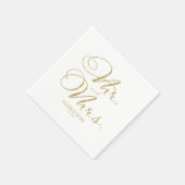 Mr en Mrs Elegant Gouden Folie Script Bruiloft Servet (Hoek)