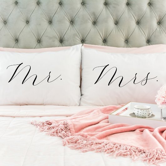 Mr en Mrs Elegant Romantisch Script Kussensloop