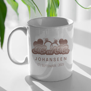 Mr en Mrs Elegant Roos Gouden Bruid Huwelijkscadea Koffiemok