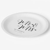 Mr en Mrs elegant script simpele bruiloft Papieren Bordje (Gekanteld)