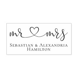 Mr en Mrs Elegant Scroll Hart Tekst Rubberstempel