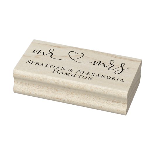 Mr en Mrs Elegant Scroll Hart Tekst Rubberstempel (Stempel)