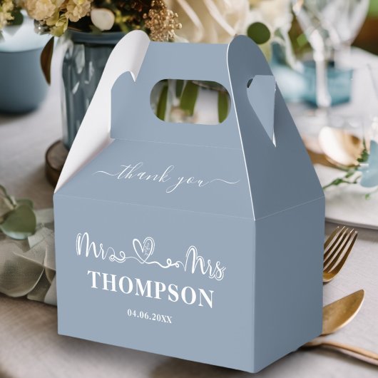 Mr en Mrs Elegant Simple | Dusty Blue Bedankdoosjes