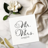 Mr en Mrs - Elegant Zwart Script bruiloft Servet