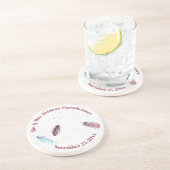 Mr en Mrs Feather Design met Name Date Zandsteen Onderzetter (Zijkant)