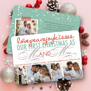 Mr. en Mrs. First kerstfoto Collage Wedding Feestdagenkaart