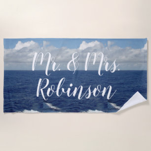 Mr en Mrs gepersonaliseerde Ocean Waves Strandlake Strandlaken