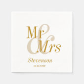 Mr en Mrs Gold Script Modern Minimal Wedding Servet (Voorkant)
