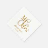 Mr en Mrs Gold Script Modern Minimal Wedding Servet (Hoek)