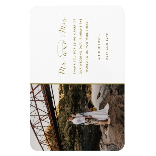 Mr en Mrs Gold trouwfoto Dank u Magneet (Verticaal)