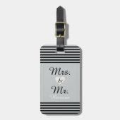 Mr en Mrs Grey Black Stripes Bagagelabel (Voorkant verticaal)
