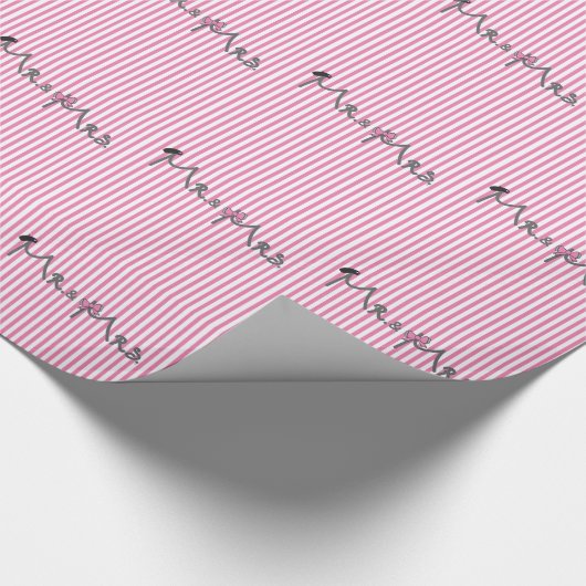 MR en MRS groom/bruidroze gestript modern Cadeaupapier (Hoek)