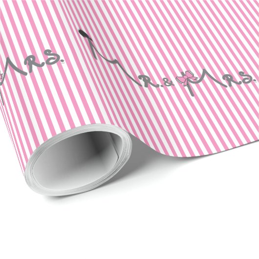 MR en MRS groom/bruidroze gestript modern Cadeaupapier (Rol Hoek)