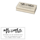 Mr en Mrs Hearts Script Wedding Rubber Stamp Rubberstempel (Gestempeld)