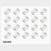 Mr en Mrs Holly en Berries Winterbruiloft Ronde Sticker (Vel)