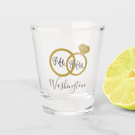 Mr en Mrs Keepomwille Wedding Ring Set Shot Glas (Voorkant)