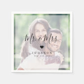 Mr. en Mrs. legant script foto bruiloft Servet (Voorkant)