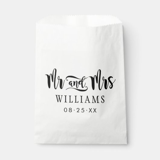 Mr. en Mrs Modern Black Handwriters Wedding Bedankzakje (Voorkant)