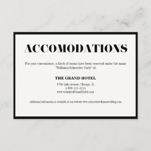 Mr. en Mrs Modern Bold Wedding Accommodation Card Informatiekaartje