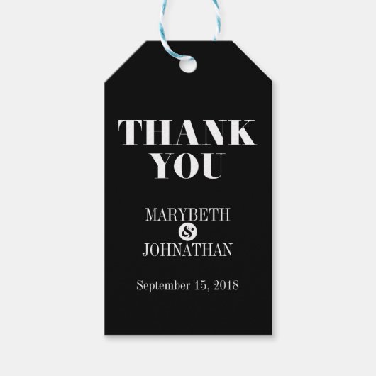 Mr en Mrs Modern Bold Wedding Dank u Label Cadeaulabel (Voorkant)
