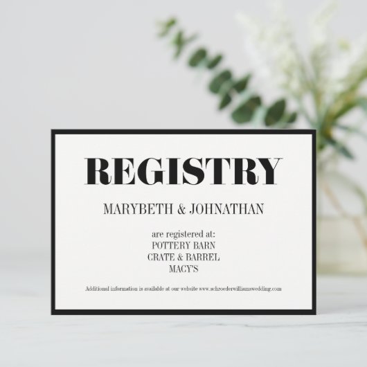 Mr. en Mrs Modern Bold Wedding Registry Card Informatiekaartje (Staand voorkant)