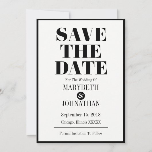 Mr. en Mrs Modern Bold Wedding Save The Date Kaart (Voorkant)