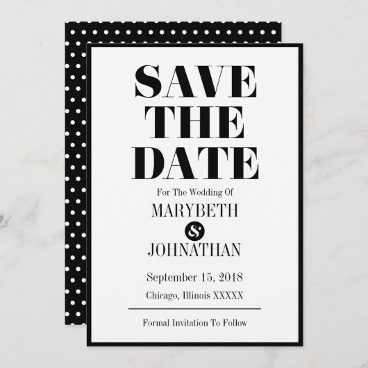 Mr. en Mrs Modern Bold Wedding Save The Date Kaart (Voorkant / Achterkant)