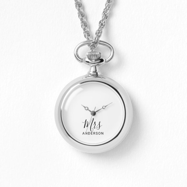 Mr en Mrs. | Modern Script Bruiloft Horloge (Voorkant)